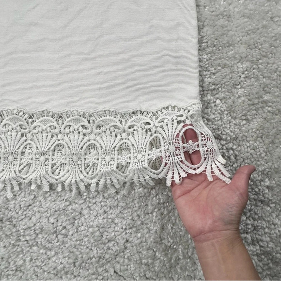 Anthropologie Saturday Sunday Crochet Lace Hem Top. Ribbed. Boho. Medium - Picture 7 of 10